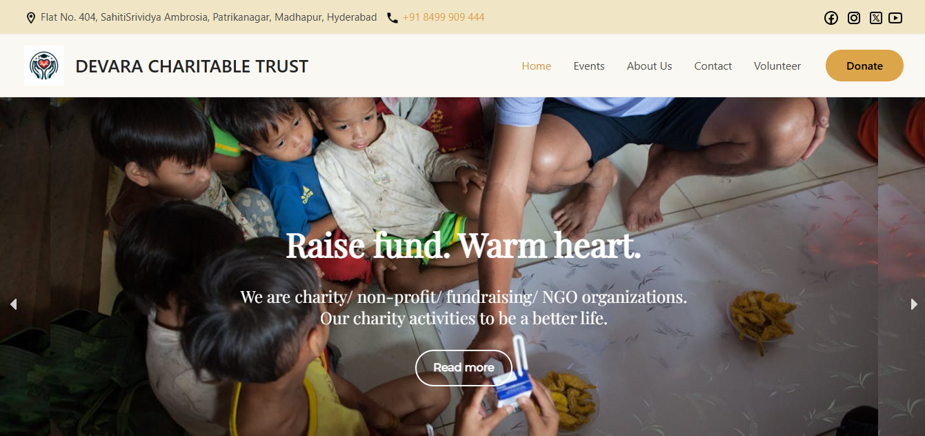 Devara Charitable Trust website screenshot